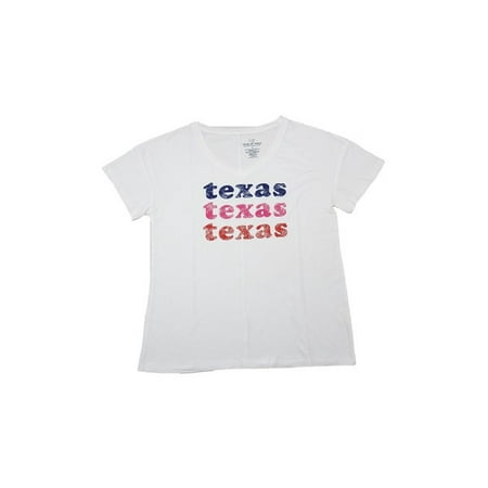 Womens State of Mine Texas Shirt V-Neck Graphic Tee Short Sleeve White All Sizes